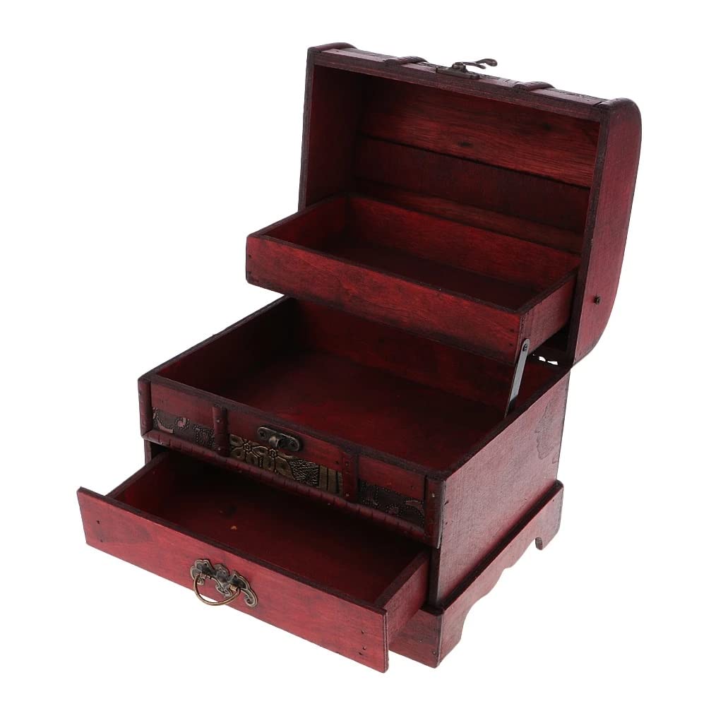 Pudełko do przechowywania, Skrzynka na biżuterię z drewna w stylu retro, organizer skarby, wystrój domu, 22x16 cm