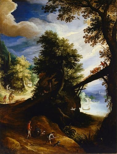 Impression prints toile Paul Bril décoration salon paysage pont