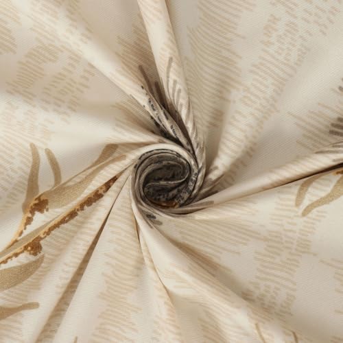 Image of NEW LEAF Cotton Fitted King Bedsheets with 2 Pillow Covers | Elastic Fitted | Wrinklefree | Ultrasoft |Winter Bedsheet 200 to 220 tc Floral | 78x72+8 Inches, Floral Beige Leaf Print