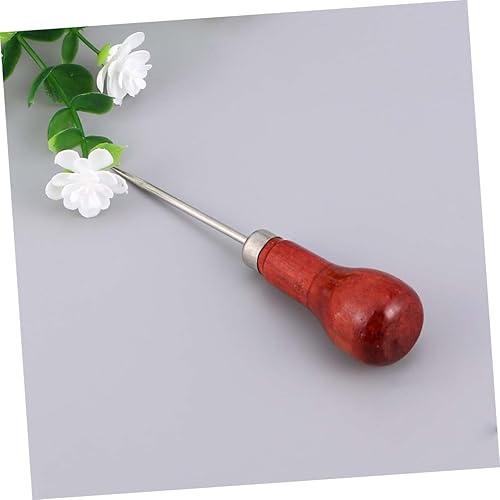 Miniatura 3 de EXCEART Manualidades Punzones de costura Herramientas para rascar Cinturón de coser a mano Punzones de costura Mango de madera Herramienta de punzón