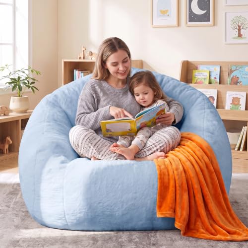 Image of HUGHEAVEN Max Giant Bean Bag Chair, Bean Bag Sofa for Adults & Teens | Oversized Soft Comfy Fluffy Floor Lounge Chair with Armrests, Large Bean Bag Couch for Gaming, Reading & Relaxing
