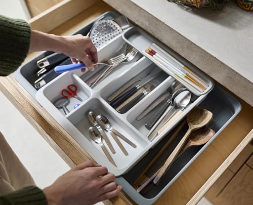 Image of Joseph Joseph DrawerStore Expanding Flatware Cutlery Organizer, Expandable Utensil Tray for Kitchen Drawer, Recycled Plastic