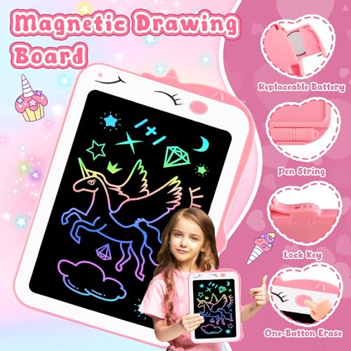 Image of Teriph LCD Writing Tablet for Kids, Unicorn Girl Toys, Toddlers Toys Drawing Board, Educational Doodle Pad Kid Toy for 3 4 5 6 7 8 Year Old Girls Boys Easter Birthday Party Xmas Gift, 8.5inch & Pink