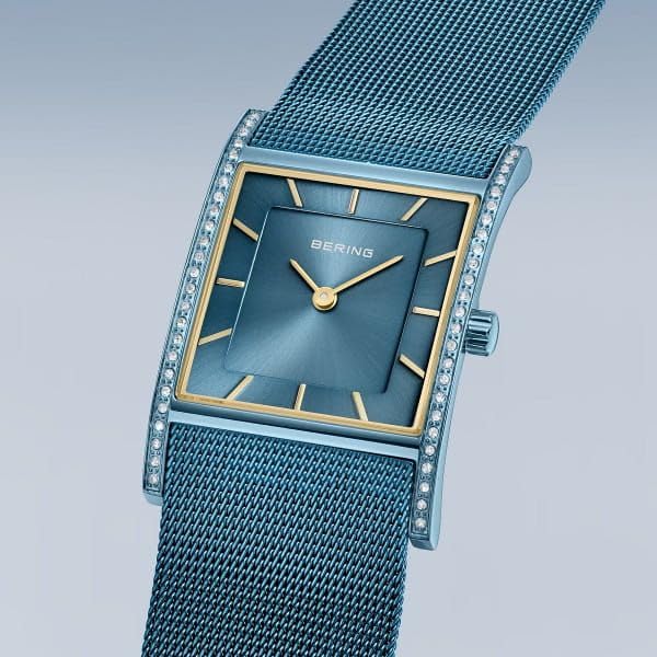 BERING 10426-398-S Classic - Reloj de pulsera para mujer (esfera milanesa, cristal de zafiro, cuadrado, movimiento de cuarzo, 5 ATM)