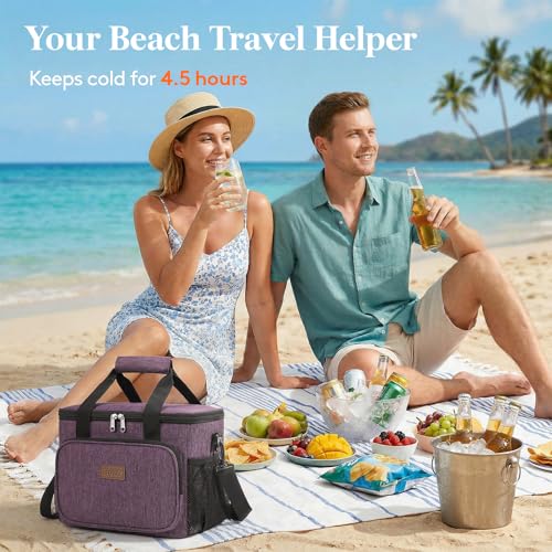 Image of Lifewit Large Lunch Bag, Insulated Lunch Box, Soft Cooler Cooling Tote for Adult Men Women, Purple 24-Can (15L)