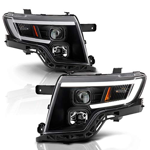 VIPMOTOZ OLED Tube Black Housing Projector Headlights Headlamps Assembly Replacement Pair For 2007-2010 Ford Edge, Driver & Passenger Side