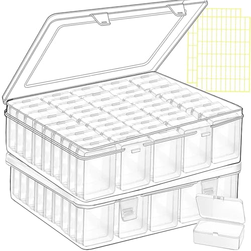 Image of Bead Storage Containers, 92 Clear Plastic Bead Organizer Box With Hinged Lid,Bracelet Making DIY Jewelry Craft Nails, Bracelets, Jewelry, Diamonds, Clay Beads, Screws,1.7x1.38x0.8Inch