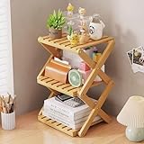 Dreamhousey 4-stöckiger Eck-Pflanzenständer aus Holz, faltbar, Bambus-Ausstellungsregal, Organizer, mehrere Ausstellungsstücke, Halterung für Blumenhalter, Wohnzimmer (3-tier)