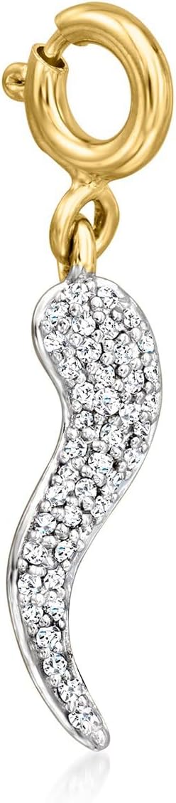 Ross-Simons 0.10 ct. t.w. Diamond Italian Horn Charm in 18kt Gold Over Sterling
