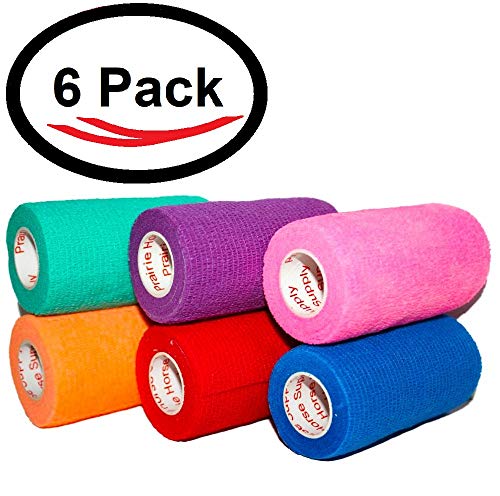 Image of 4 Inch Self Adhesive Medical Bandage Wrap Sport Tape (Variety) (6 Pack) Strong Elastic Self Adherent Cohesive First Aid Sport Flex Rolls for Wrist Ankle Knee Sprains and Swelling