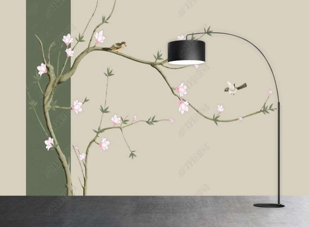 Papier peint intissé fleurs dessinées main grand poster zen pour salon