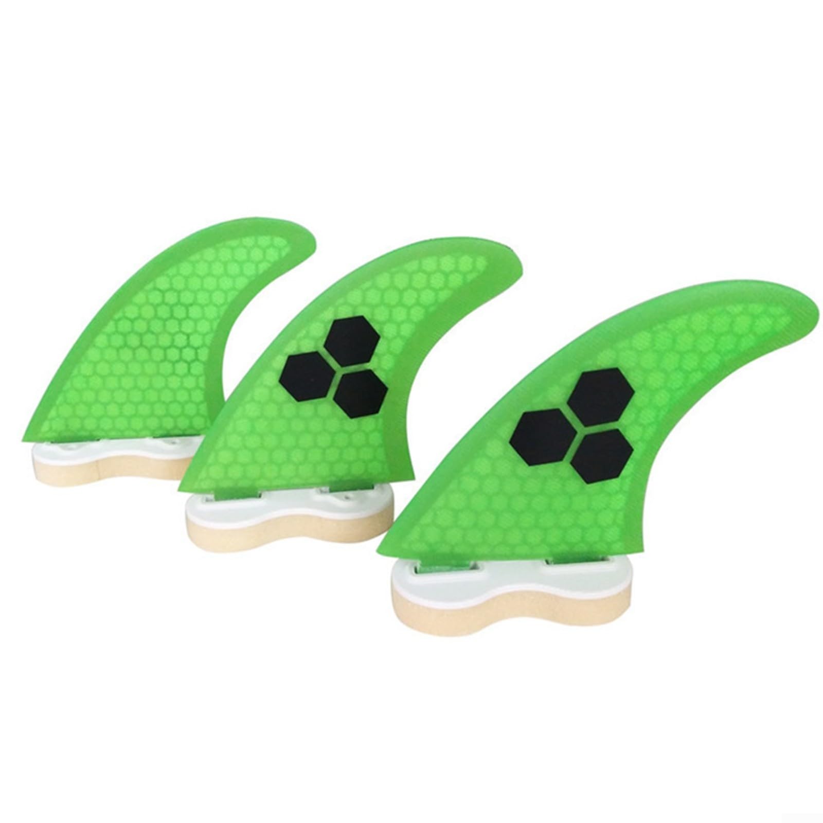 Juego de 3 aletas de fibra de vidrio para una mayor estabilidad y control, resistentes al desgaste, accesorios para tablas de surf, color verde (C verde)