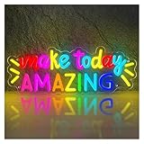Panneau néon Make Today Amazing avec lettres colorées, lumière LED à intensité variable, alimenté par USB, pour salle de classe, mariage, fête, magasin, chambre à coucher, décoration murale, 43cmx16cm.