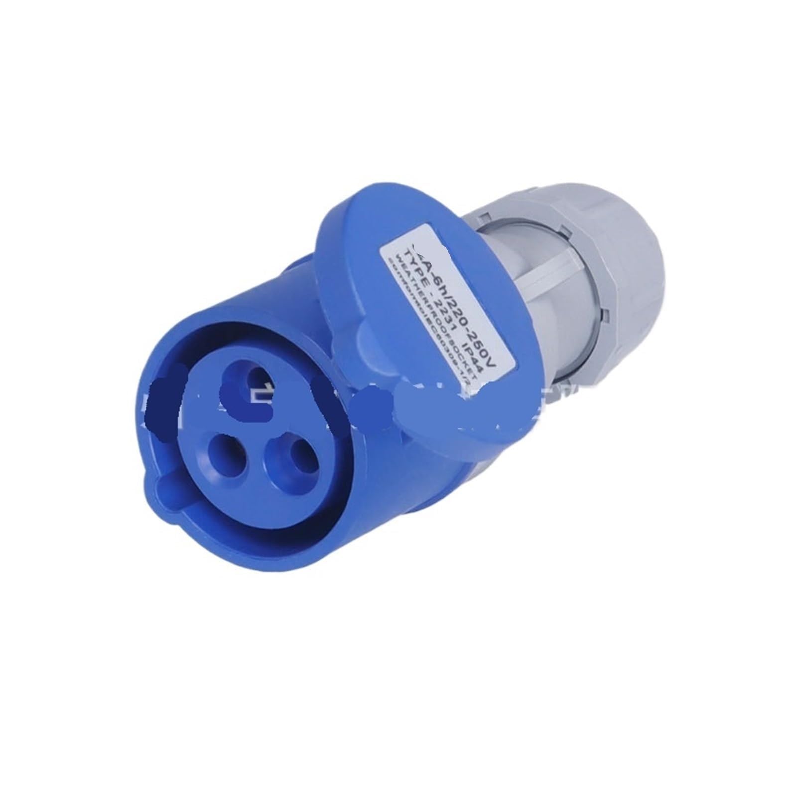 Enchufe industrial trifásico IP44 de alta durabilidad con cuerpo retardante de llama