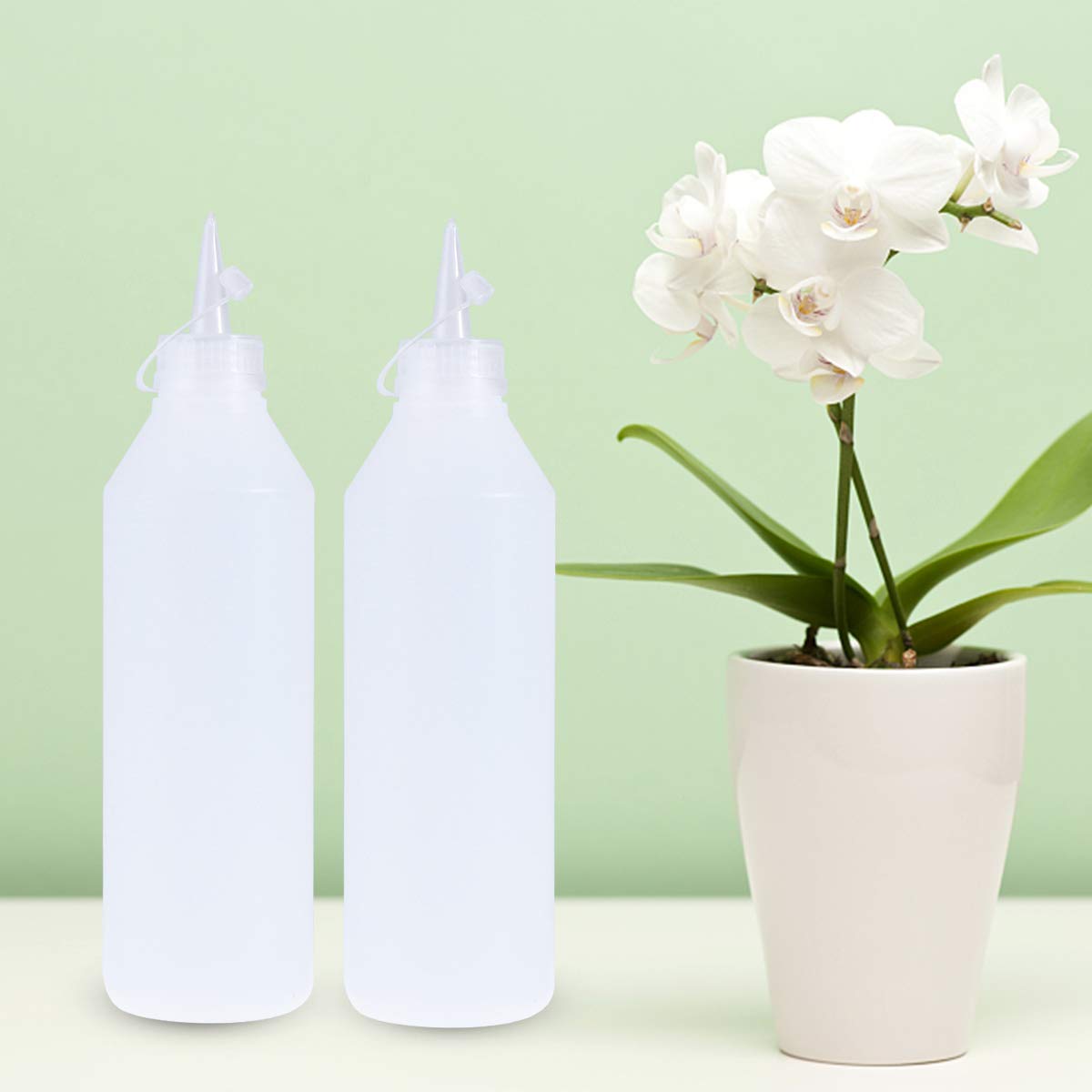 Yardwe Bottiglie di compressione plastica 2PCS 500ml con tappi a prova di perdite Dispenser ideale per colla liquida (bianco)