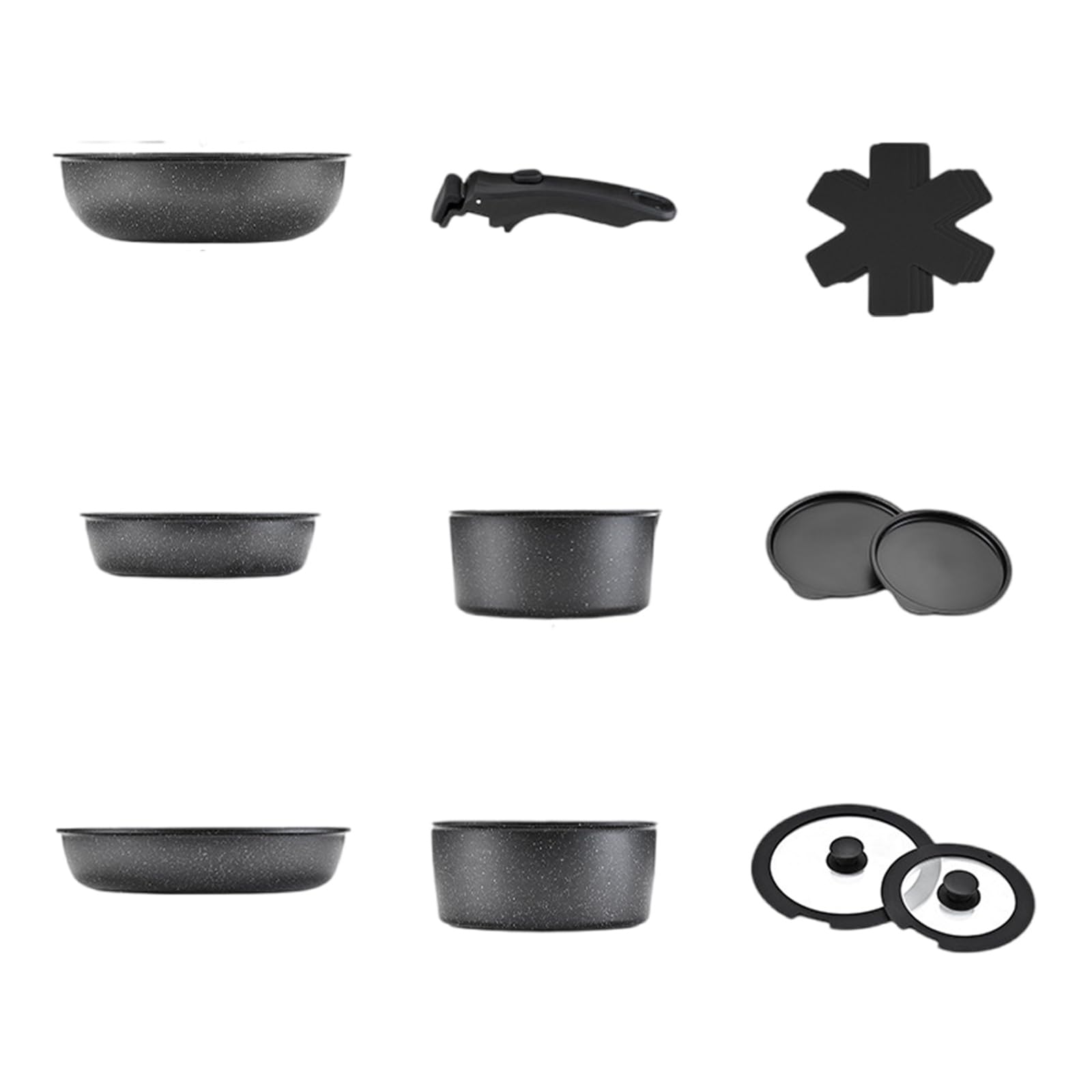 Tsophreniq Nonstick Cookware with Removable Handle for Easy Use Space Saving Cooking Pots and Pans Set Pans Nonstick Cookware Set