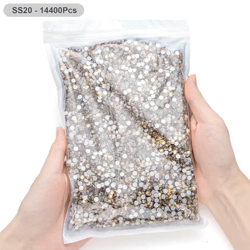 Image of Flatback Rhinestones Bulk, 14400PCS Gold Shadow Rhinestones for Clothes DIY Decoration Crafts, Gold Shadow, SS20, 4.6-4.8mm