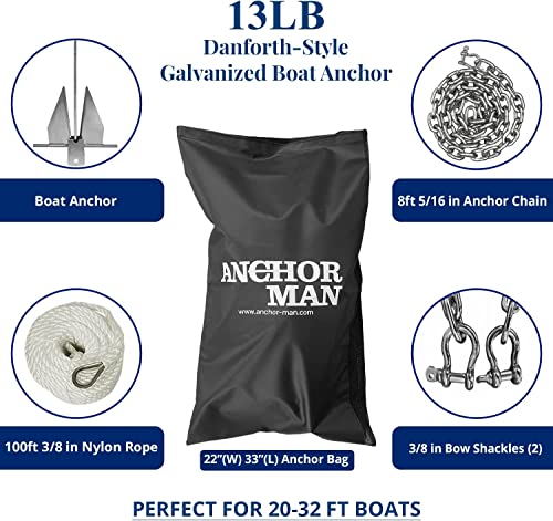 Anchor-Man Premium Boat Anchor Kit, Fluke Style Small Boat Anchor Kit, Includes Sea Anchor Chain, Anchor Rope & Bag Fluke Anchor Kit, 13 Lbs by Anchor-Man - Image 6