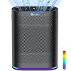 Air Purifiers for Home Large Room Cover 2,100 Ft²,Home Air Purifier with Air Quality Monitor & Aromatherapy,Auto H13 Air Purifier Removes Pets Hair Dust Smoke Odor,with 7 Colors Light(Black)