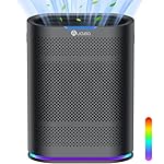 Air Purifiers for Home Large Room Cover 2,100 Ft²,Home Air Purifier with Air Quality Monitor & Aromatherapy,Auto H13 Air Purifier Removes Pets Hair Dust Smoke Odor,with 7 Colors Light(Black)