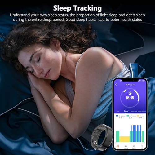 GenXenon Fitness Tracker Smart Ring,Step Counter,Heart Rate Blood Oxygen Sleep Tracker Health Ring, 5ATM Waterproof Long Battery Life Smart Rings Compatible with iOS & Android - Image 4