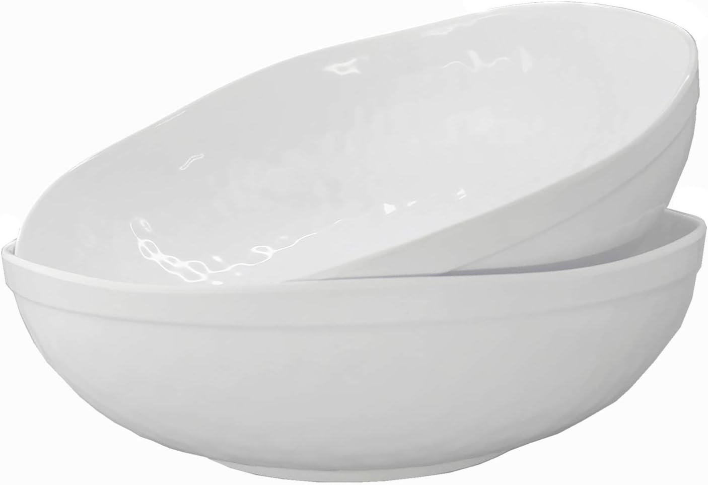 KX-WARE Melamine Serving Bowls -2pcs 12inch Larger Salad Bowls/Mixing Bowls,White Color| Break-resistant 100% Melamine Bowls | Dishwasher Safe,BPA Free
