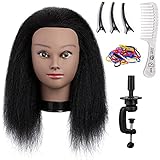 Mannequin Head with Human Hair Training Head 16'100% Real Hair Doll Head for Hair Practice Styling...