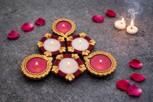 Image of Scented Diya Candle Set + Hanging Car Perfume Diffuser | Citrus & Sweet Fragrance | Premium Combo pack Gift for Car & Home.