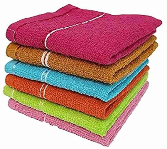 PP Soft & Stylish Small Size Liner Pattern Cotton Face Towels for Women & Kids - Perfect Handkerchiefs for Girls & Babies (25x25 cm) Pack of -6-image-7