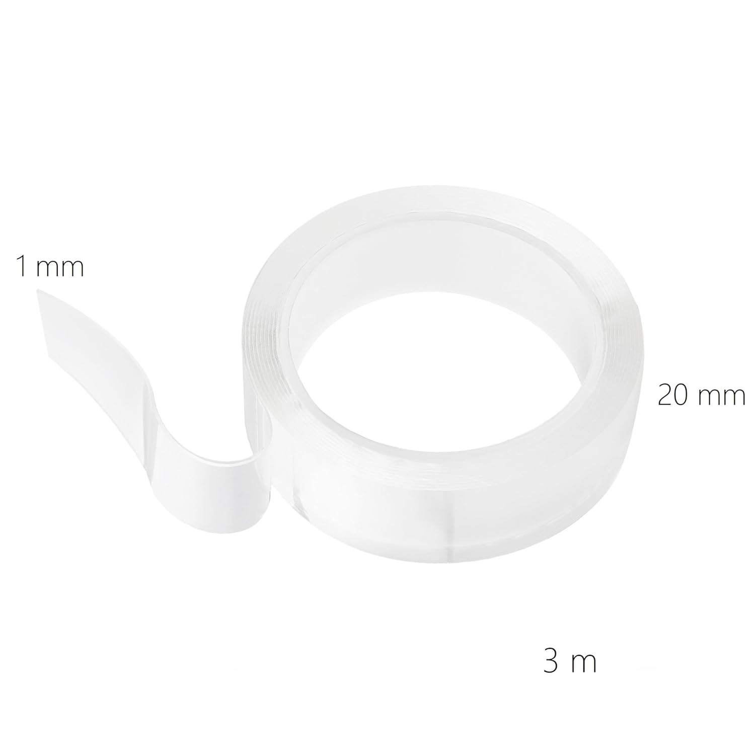 Double Sided Tape - Nano Tape 3m, 2cm - Removable Reusable Adhesive Tape - Extra Strong Transparent Tape