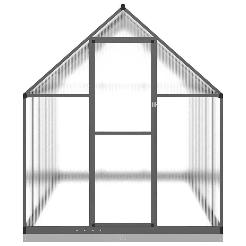 treibhaus Aluminium gewächshaus Plant House with Gutter System, Double Door mit Fundamentrahmen Anthrazit 334x169x202 cm Alu