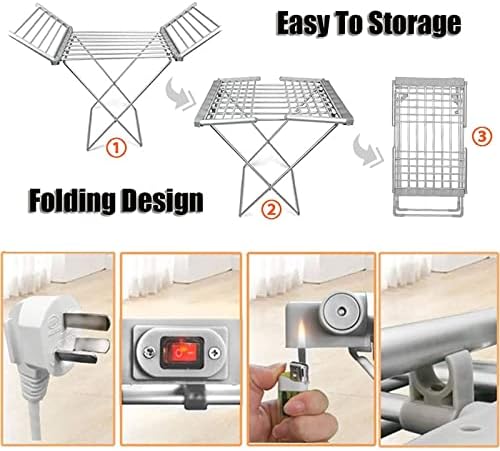 230W Electric Heated Clothes Dryer Airer, Portable Folding Towel Warmer Drying Rack, with 45-55℃ Constant Temperature, Energy-Efficient Clothes Shoes Drying Rack for Home, Apartmen