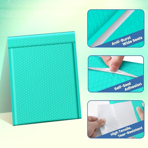 Image of Fuxury Bubble Mailers 10x13 Inch Teal 250 Pack, Opaque Padded Envelopes for Clothing, Books, Makeup & Accessories, Self Seal Shipping Bags for Small Business