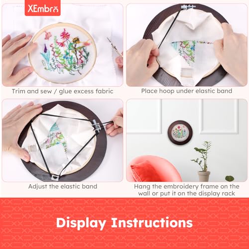Image of XEmbro 6 Inch Embroidery Hoop Frame for Hanging Christmas Sewing Ornaments, Decorative Embroidery Frame for Display Finished Embroidery & Cross Stitch Arts