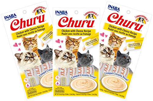 INABA Churu Chicken with Cheese Recipe Lickable Purée Natural Cat Treats 12 Tubes
