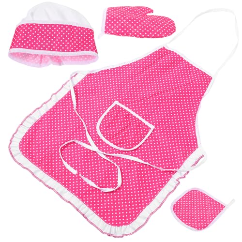 Ipetboom 1Juego Delantal De Chef Para Gorro Manopla Estera Disfraz De Cocina Para Hornear y Pintura y Cómodo Para Pequeños