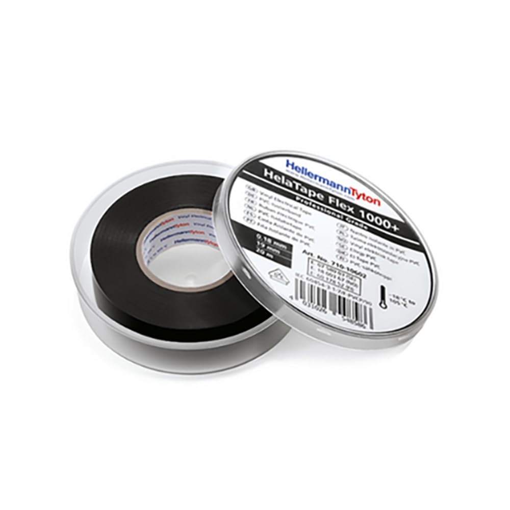 HellermannTyton HelaTape Flex Black Electrical Tape, 19mm x 20m