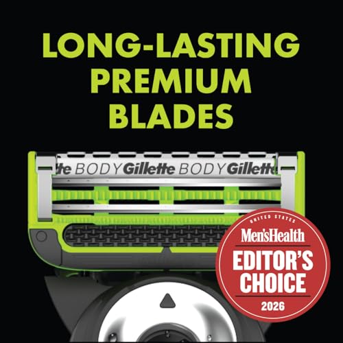 Image of Gillette Labs Body + Intimate Razor For Men, Handle + 4 Blade Refills, Travel Cover