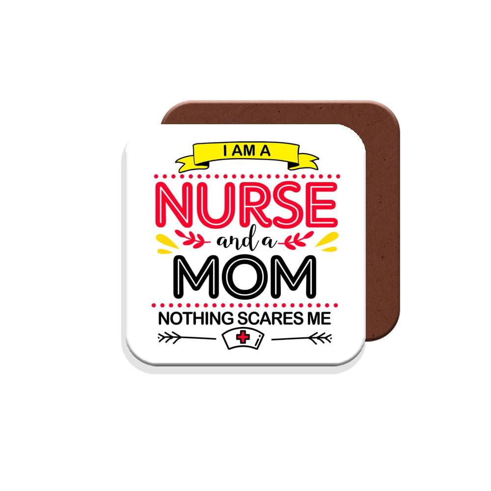 Muggz Coaster Nurse Funny Gift - I'm A Nurse And A Mum Nothing Scares Me - Giftset - Made By In The Uk