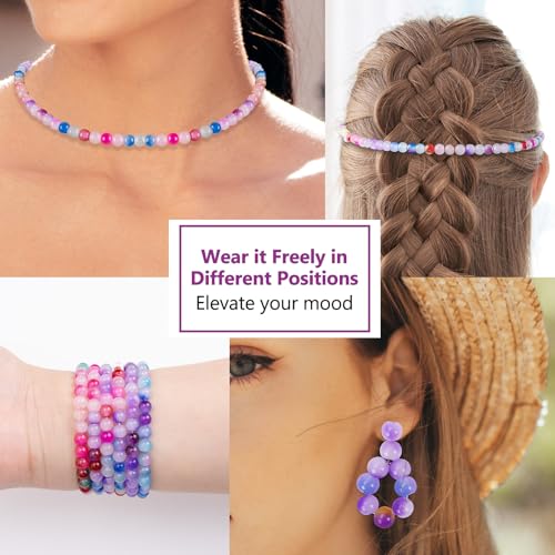 Image of XSEINO About 1200+ pcs 6mm Glass Beads Bracelet Making Kit, 24 Assorted Purple Bi-Color Fusion Series Crystal Beads for Jewelry Making, DIY Crafts, Friendship Bracelets
