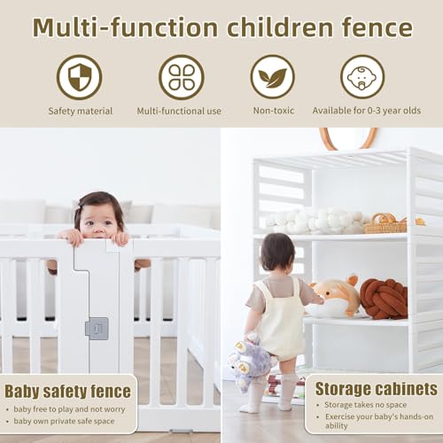 Image of Gupamiga Playpen Baby Playard Portable Baby Fence Play Area Indoor Outdoor Kids Activity Center Playpen Playground Hoop for Indoor and Outdoor Use (12 Panels)