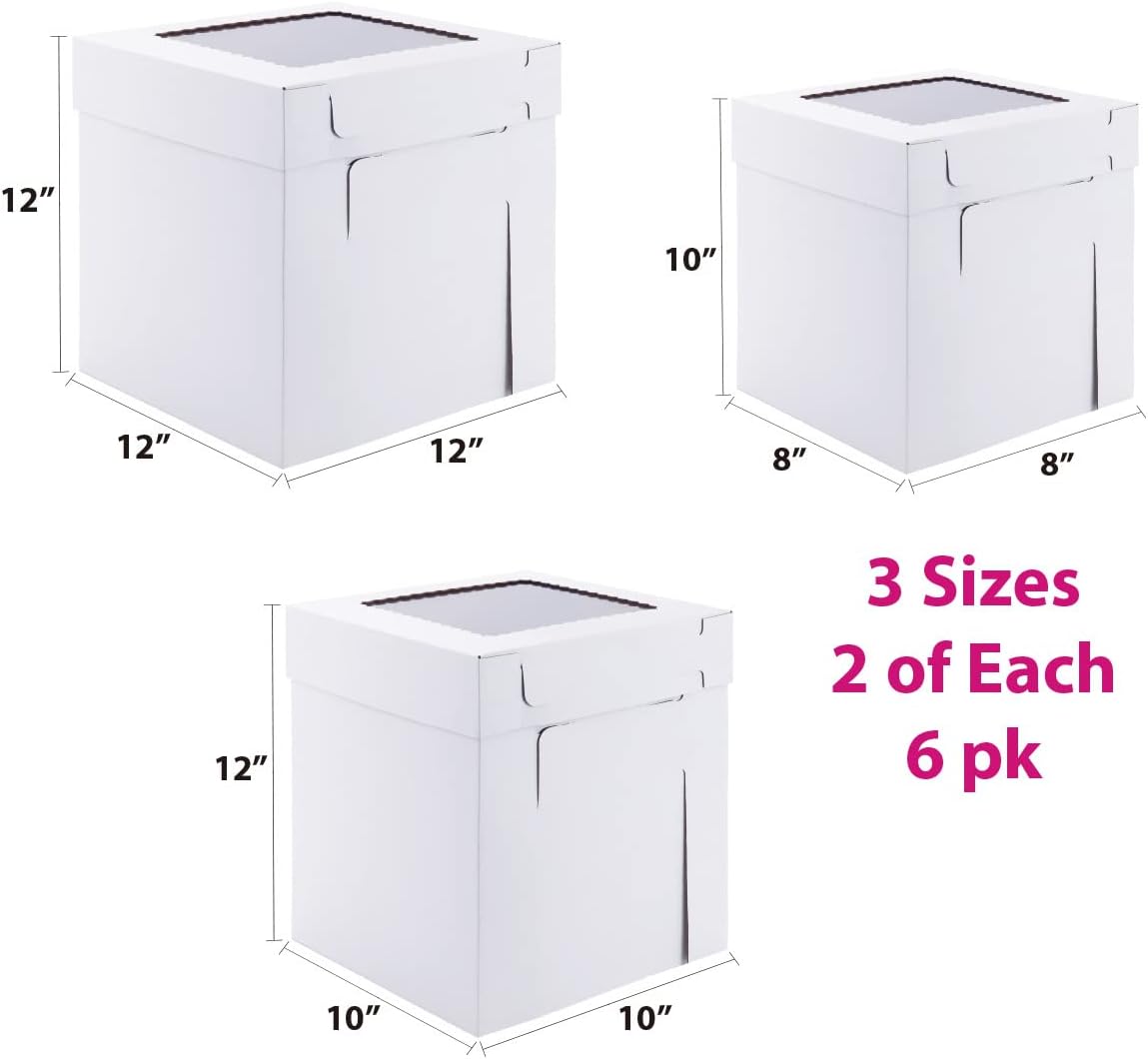 Buy Huoshange Tall Cake Boxes with Window,3 Sizes 6 Pack 8x8x10