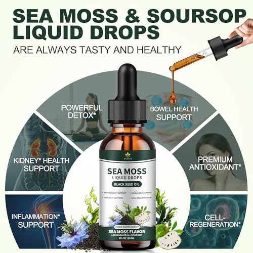 Irish sea Moss Drops,Organic sea Moss Gel,with seamoss Black Seed Oil ashwagandha Burdock Root,Multimineral Seamoss Supplement Support Antioxidant, Immune, Gut Health, Non-GMO - 2 Fl Oz - Image 4