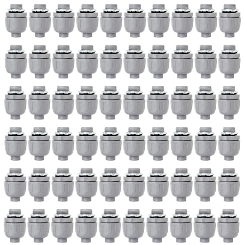 Wocloer (60 Pack) 1-2 inch Liquid Tight Connector PVC Flexible Conduit Connector,Straight 180 Degree UL Listed Liquid Tight Connector, Non-Metallic Electrical Conduit Fittings