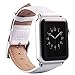 Valkit for Apple Watch Band - iWatch Bands 38mm Genuine Leather Strap iPhone Smart Watch Band Bracelet Replacement Wristband with Stainless Steel Adapter Metal Clasp for Apple Watch 2 1, 38 MM - White