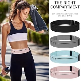 Running Belt for Women and Men Lightweight Running Waist Belt with Water Bottle Pocket, Multi-Pocket Phone Holder Running Pouch (1, Black, Medium-23.6" - 33.5")