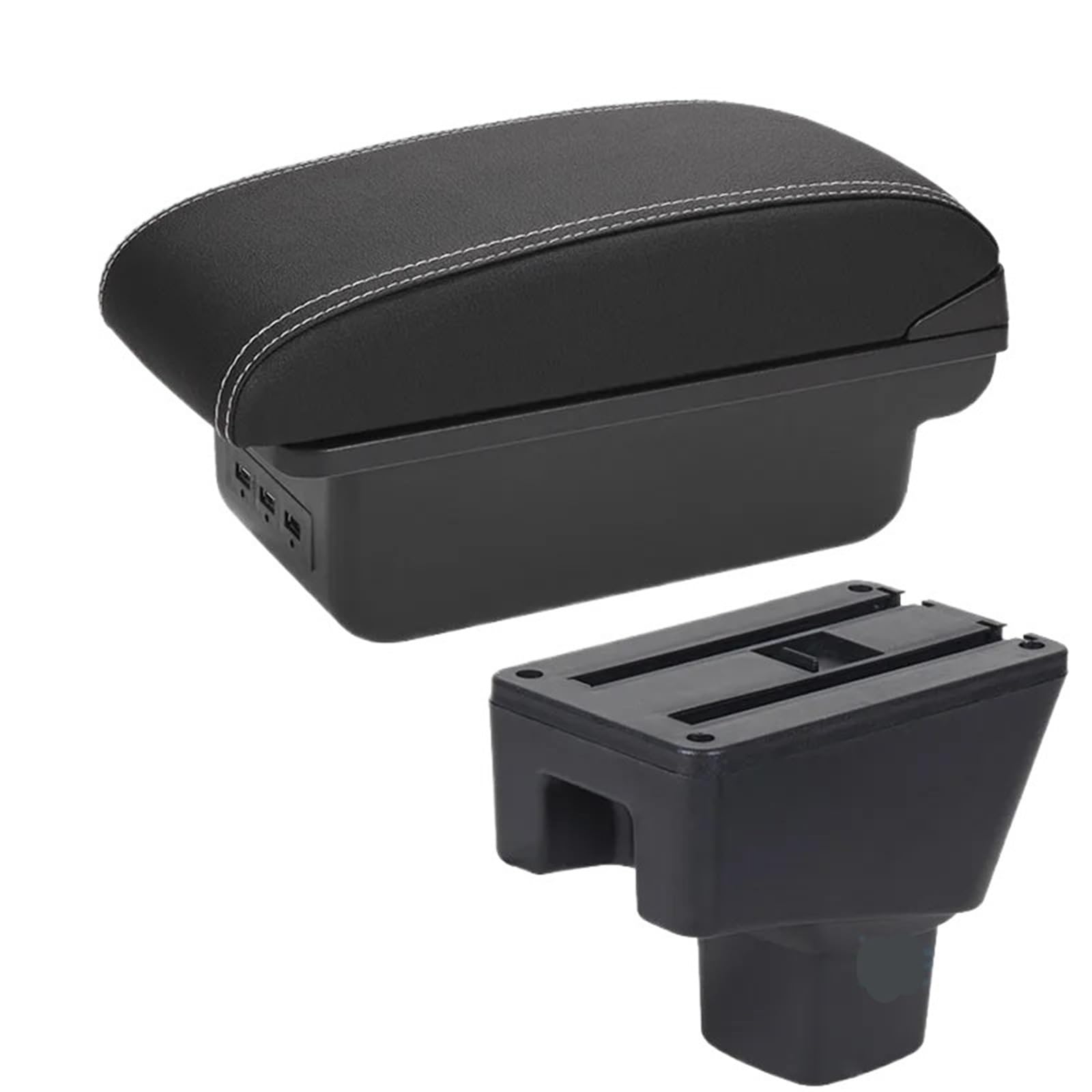 XINQQDC Console Armrest Fit For SUZUKI SX4 Armrest Interior Parts Car Armrest Box Retrofit Parts Storage Box Car Interior Accessories Car Armrest Organizer(B3 Black white 3USB)