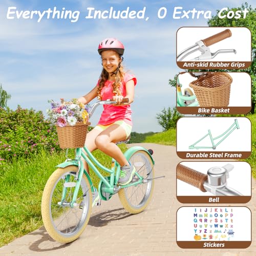Image of 67i Girls Bike with Training Wheels 12 /14 /16 /20 Inch, Toddler Girl Bicycle for Ages 3-12, Bicicleta para Ninas with Basket, Bell, Adjustable Seat & Handlebar, Padded Seat, Chain Guard