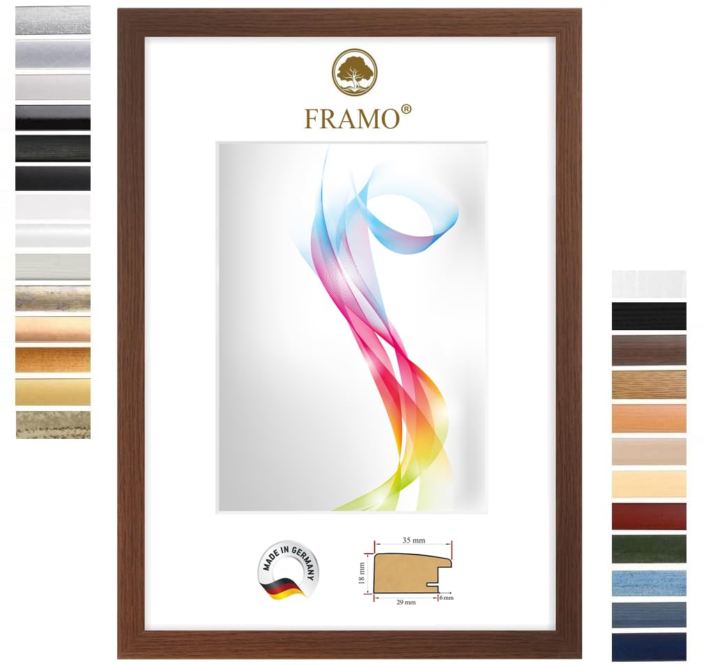 FRAMO Cornice in legno 46 x 61 cm (dimensione dell'immagine) in Wenge Marrone | Dimensioni selezionabili | Cornice per poster | Puzzle | Foto collage | Su misura | Foto cornice su misura