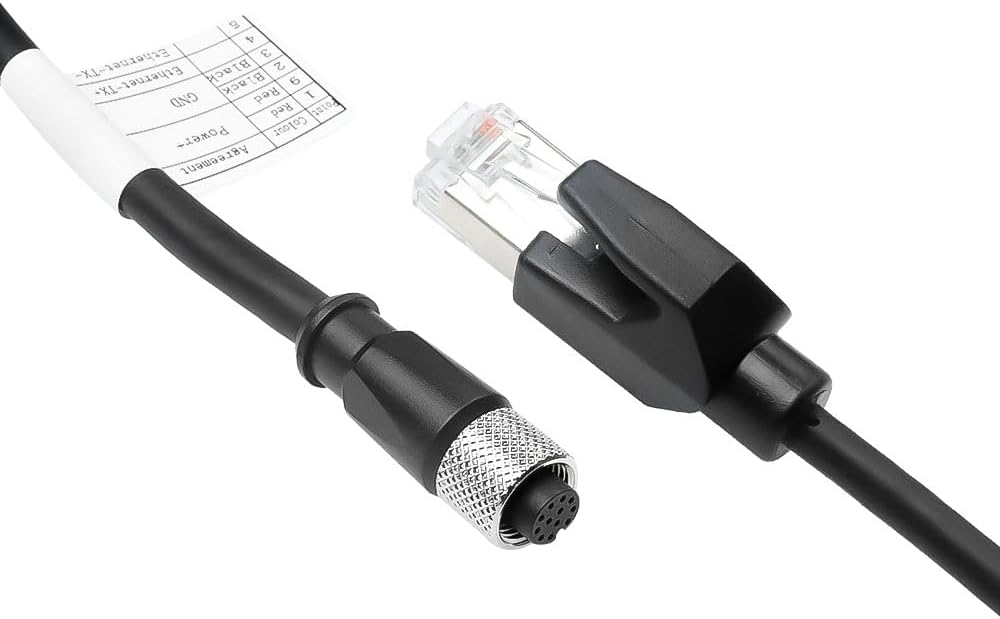 Alvin's Cables M12 12 Pin Power Functional Ethernet Cable for DJI Livox HAP(TX) Mid-70 Mid-360 LiDAR Sensor, M12 Aviation 12 Pin Female to RJ45 1 to 3 Breakout Cable 19.7in/50cm